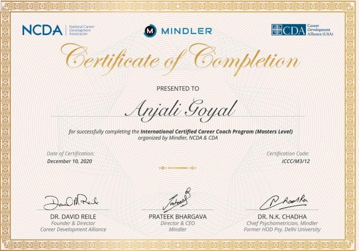 Certificate anjali goyal mindler